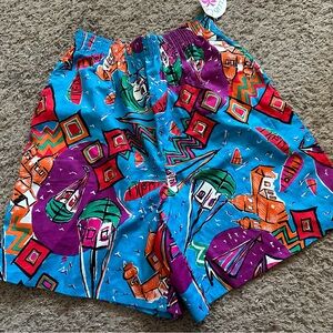 Vtg 80s 90s Sail Boats Cotton SHORTS All Over Print Mens Medium  Bright
